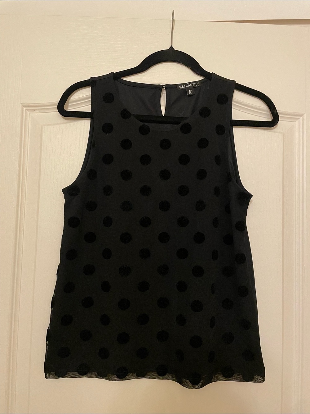 J. Crew Black Velvet Polka Dot Sleeveless Top